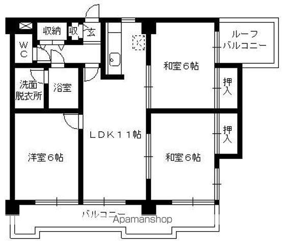 グランドハイリス上社(3LDK/5階)の間取り写真