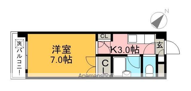 ジョイフル若草(1K/2階)の間取り写真