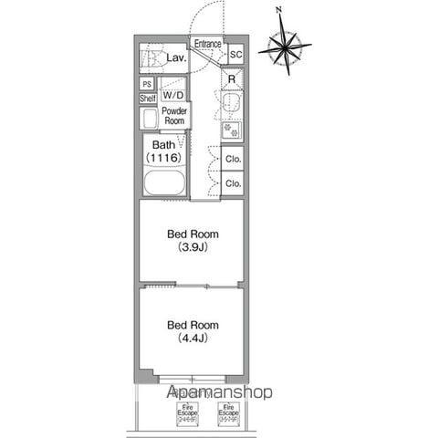 コンフォリア・リヴ北新宿(2K/9階)の間取り写真