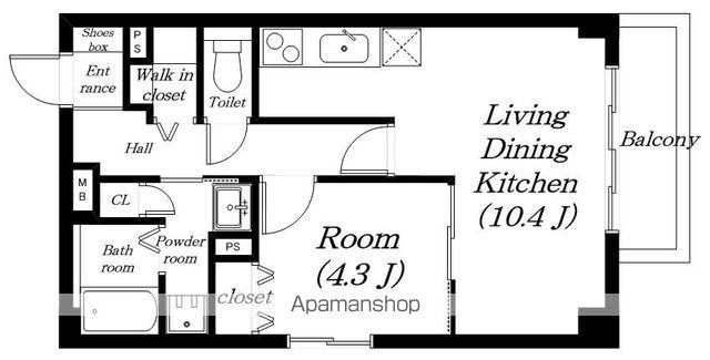 ラクラスコート朝日が丘(1LDK/2階)の間取り写真