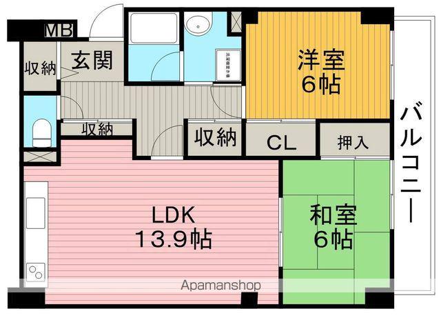 CALME-J1(2LDK/3階)の間取り写真