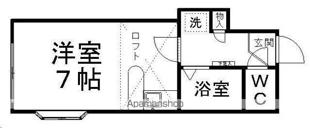 コーポ旭ケ丘(ワンルーム/1階)の間取り写真