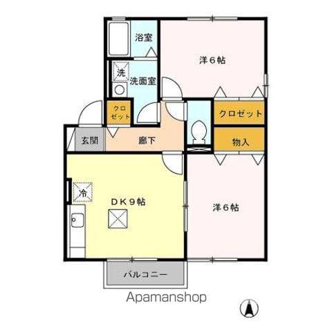 ボヌールアン(2LDK/1階)の間取り写真