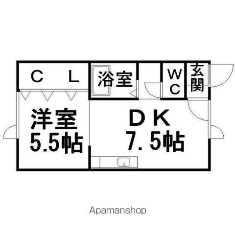 フィールドハウスⅡ(1DK/2階)の間取り写真