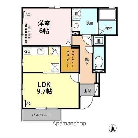 ピースアモールA(1LDK/1階)の間取り写真