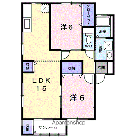 サン・ドミールA(2LDK/2階)の間取り写真