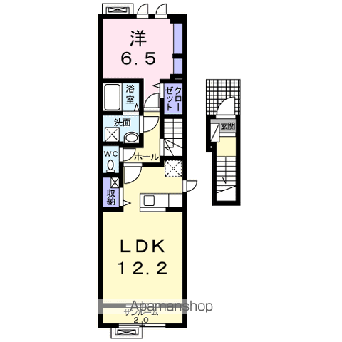 ソール オリエンス(1LDK/2階)の間取り写真