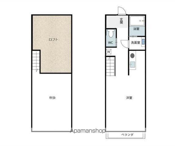 カルマーレ宇多津(1K/2階)の間取り写真
