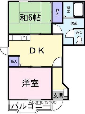 東北本線 福島駅(福島) バス乗車時間：15分 高畑バス停で下車 徒歩4分 2階建 築28年(2DK/1階)の間取り写真