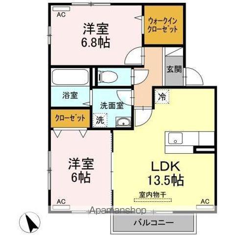リビングタウン飯岡新田2(2LDK/1階)の間取り写真