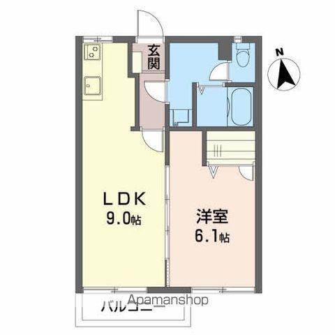 エスポワール B棟(1LDK/2階)の間取り写真