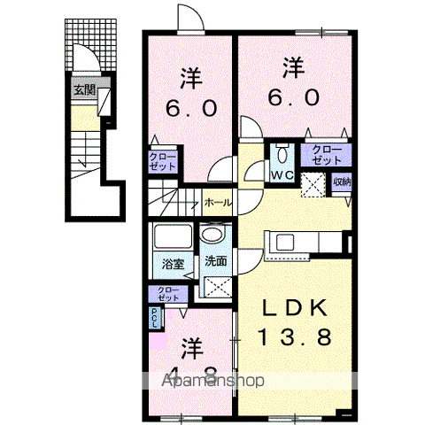 グランメゾン(3LDK/2階)の間取り写真