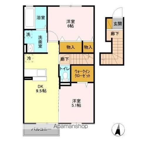 セジュール輝(2DK/2階)の間取り写真