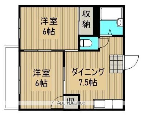 ハイツサンシャインB(2DK/2階)の間取り写真