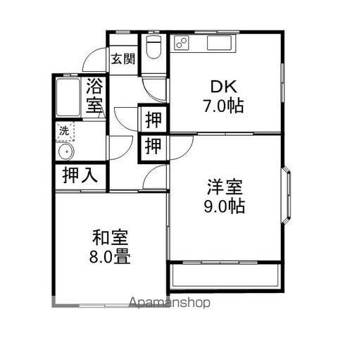 サンライズ北堀A棟(2DK/1階)の間取り写真