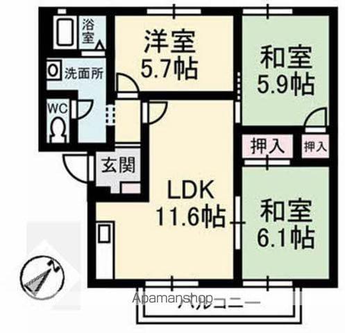 グリーンハイツ芝崎(3LDK/2階)の間取り写真