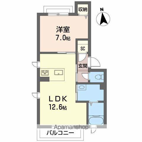 ユキコート石手(1LDK/3階)の間取り写真