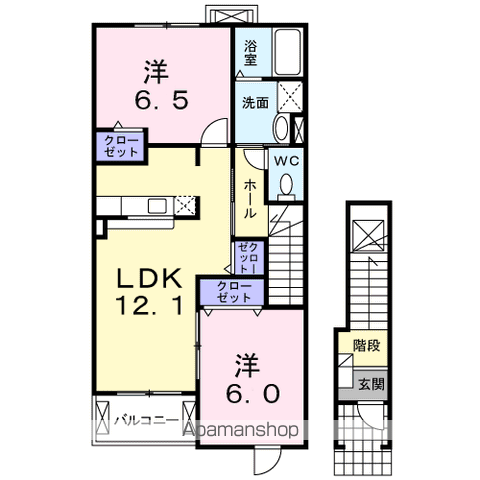 プティボヌールⅡ(2LDK/2階)の間取り写真
