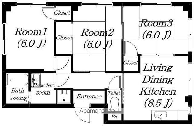 ハイツアデュール(3DK/1階)の間取り写真
