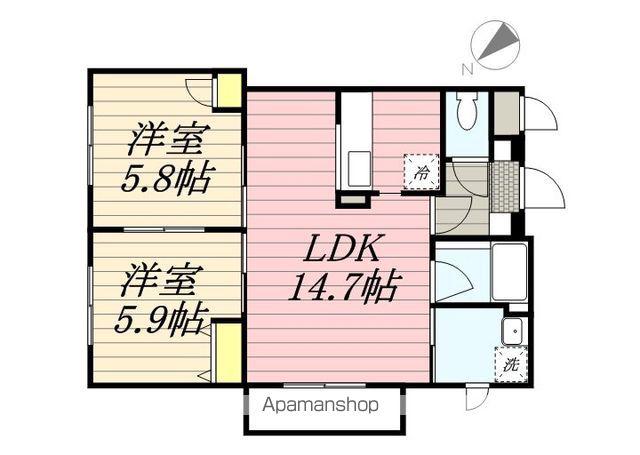 ライズヴュー南郷(2LDK/2階)の間取り写真