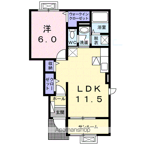 カーサグランデⅢ(1LDK/1階)の間取り写真