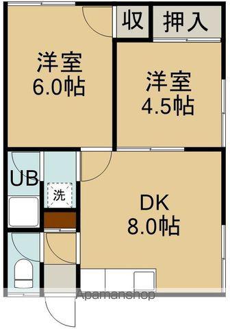 ひまわりアパート高丘(2DK/1階)の間取り写真