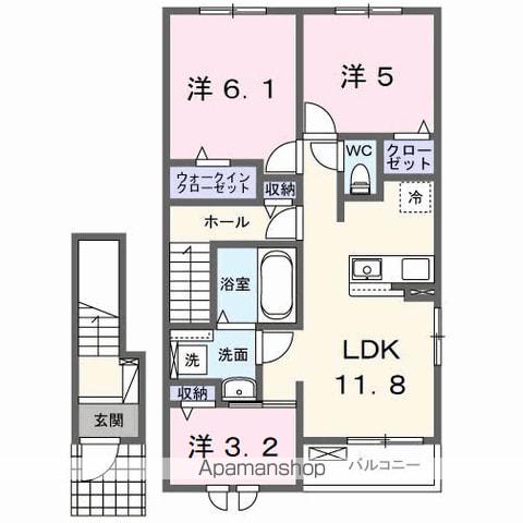 メゾンあおばⅢB(3LDK/2階)の間取り写真