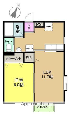 グリーンウッド(1LDK/2階)の間取り写真