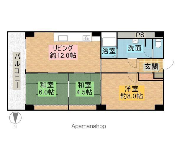 勾当台ハイツ(3LDK/5階)の間取り写真