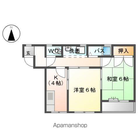 コーポ堀江(2K/1階)の間取り写真