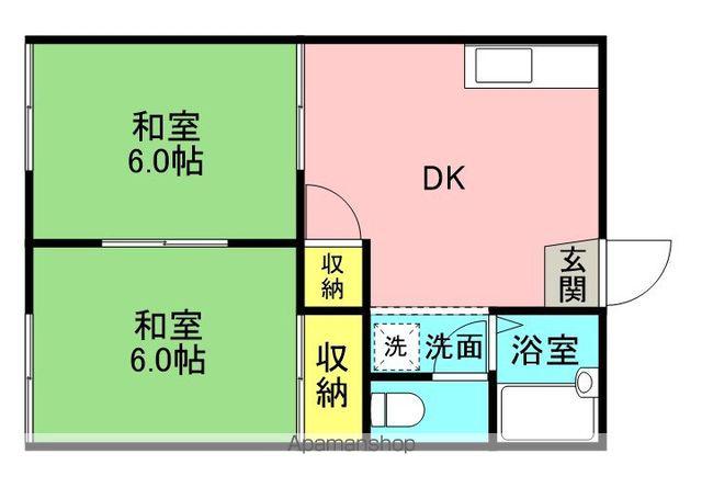 コーポ山田 B(2DK/2階)の間取り写真