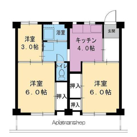 ビレッジハウス谷口2号棟(3DK/2階)の間取り写真