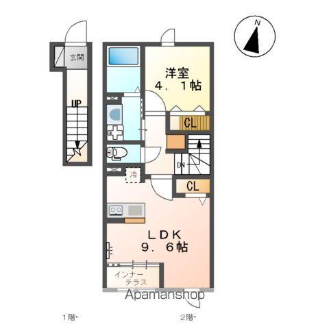 ティエラ・セゾン(1LDK/2階)の間取り写真