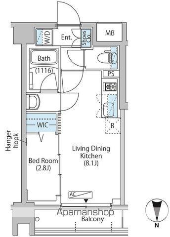 中野新橋レジデンス(1LDK/2階)の間取り写真