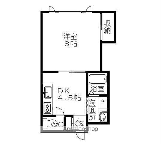 マンションUA2(1DK/2階)の間取り写真
