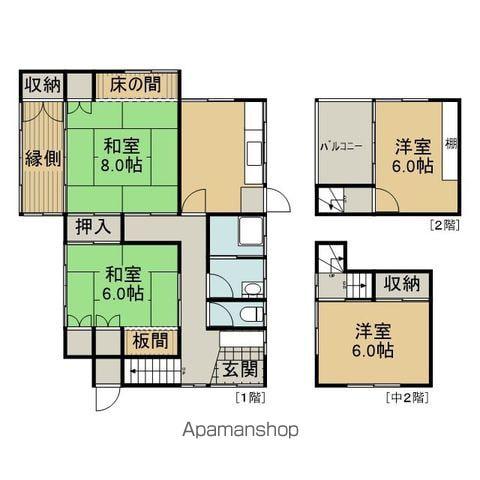 岩手県盛岡市 2階建 築50年(4DK)の間取り写真