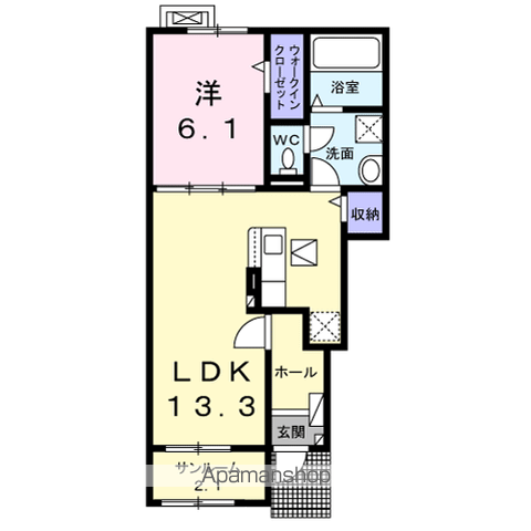 フォレスターナ ココA(1LDK/1階)の間取り写真