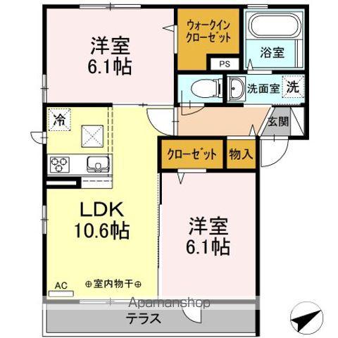 セジュール輝(2LDK/1階)の間取り写真