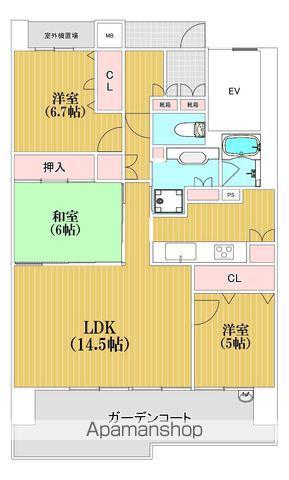 セントラルパーク香椎照葉弐番館(3LDK/13階)の間取り写真
