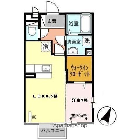 ヴァン・アグレアーブル(1LDK/1階)の間取り写真