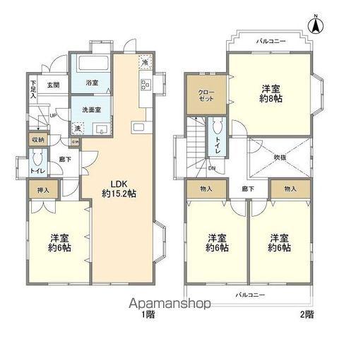 東急東横線 大倉山駅(神奈川) 徒歩13分 2階建 築28年(4LDK)の間取り写真