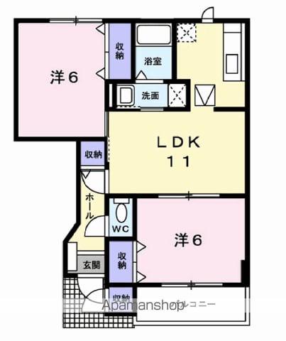 エクセレンテ・プラーサⅢ(2LDK/1階)の間取り写真