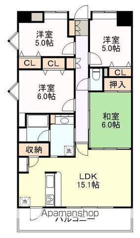 MFPRコート宮町(4LDK/8階)の間取り写真