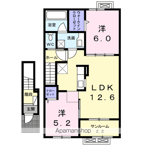 フォレストA(2LDK/2階)の間取り写真