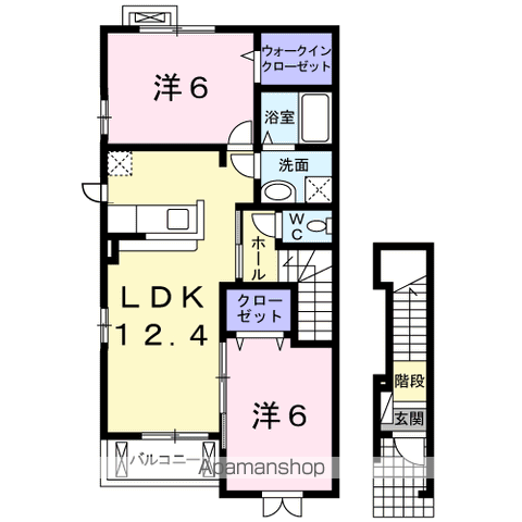 ウィステリア ブルームB(2LDK/2階)の間取り写真