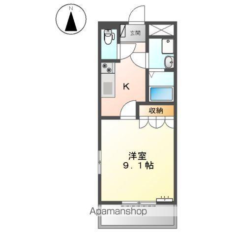 サンシャインヒルズ三井(1K/1階)の間取り写真