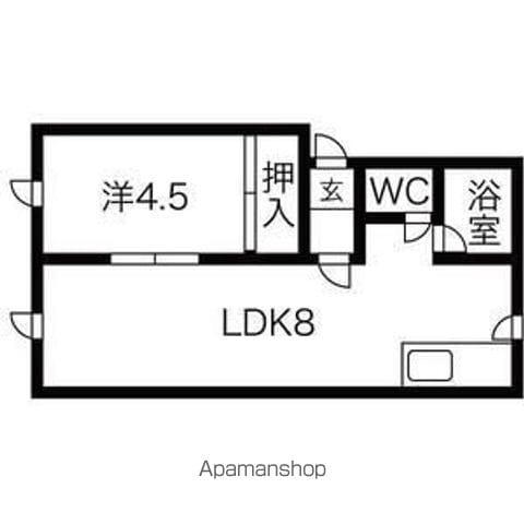 ワイズ当別B棟(1LDK/2階)の間取り写真