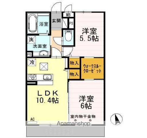 ベルクレール(2LDK/1階)の間取り写真