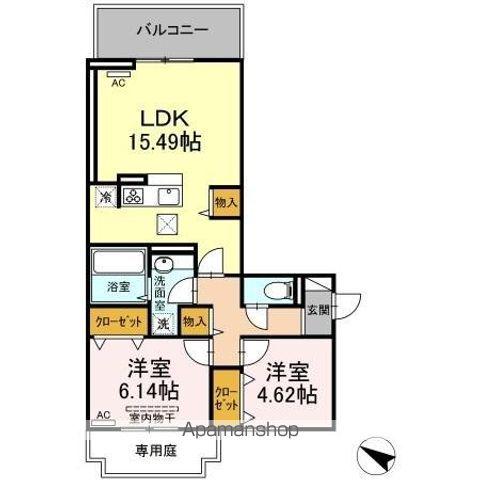 エルドラード上長尾 B棟(2LDK/1階)の間取り写真