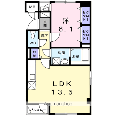 コンフォート A・N(1LDK/4階)の間取り写真